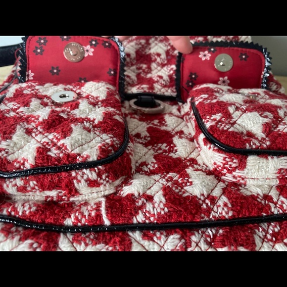 VERA BRADLEY Saddlebag Hipster HOUNDSTOOTH RED TWEED - Picture 4 of 16